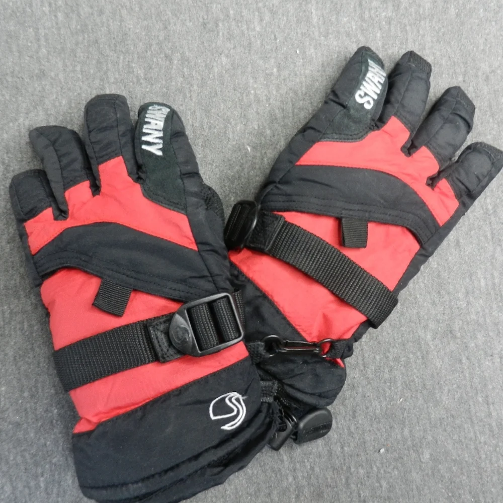 Swany Gloves Boys Size Medium Red Black Insulated Adjustable Skiing